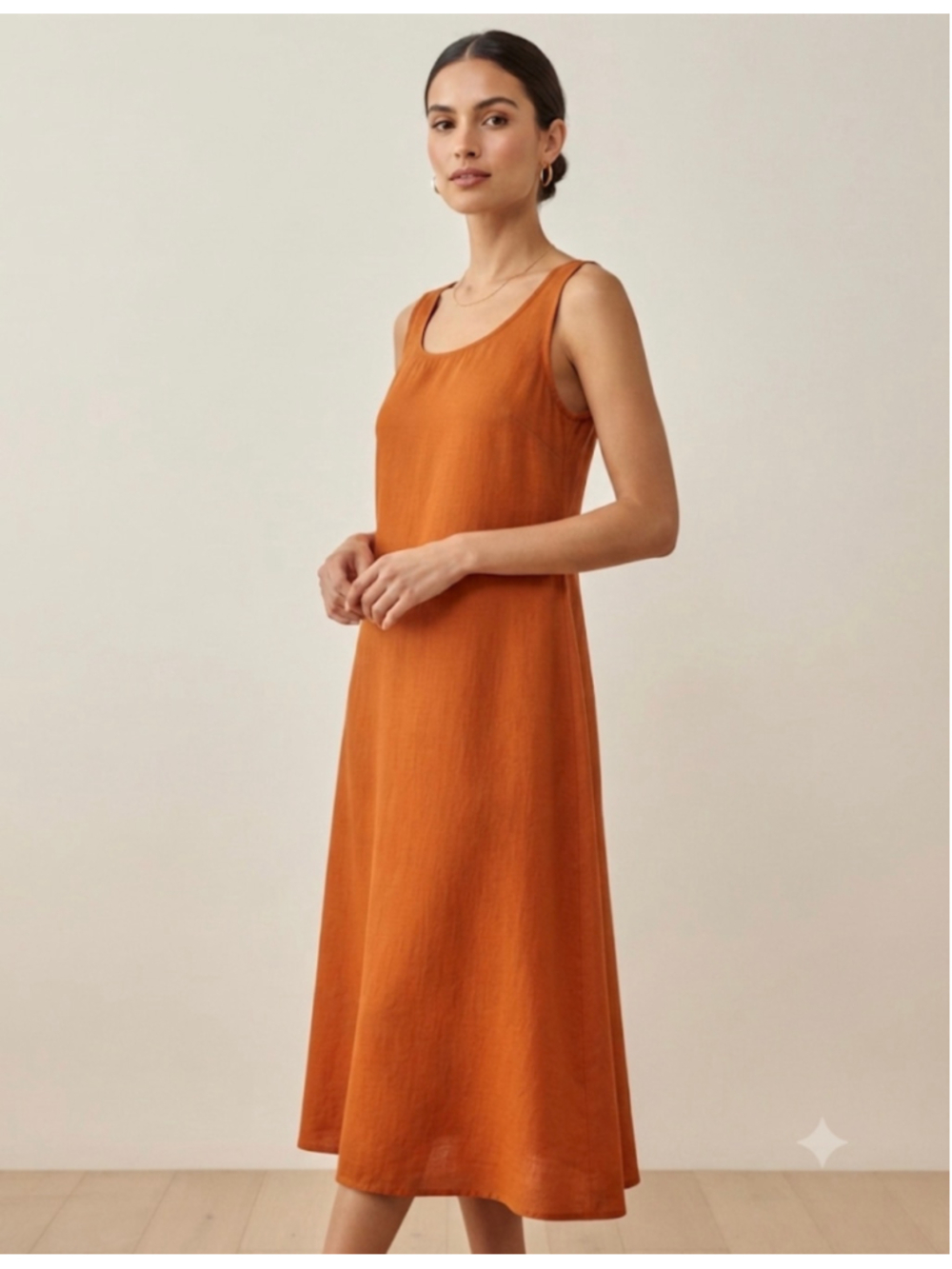 Oak + Fort Midi Dress Size S Burnt Orange
